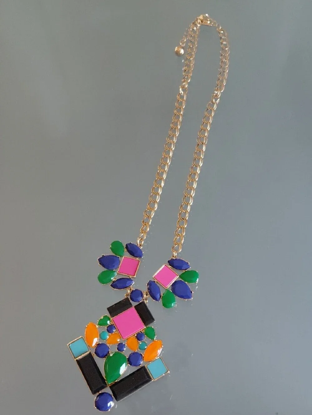 Kate Spade New York Colorblock Statement Necklace Gold Tone Multicolor Geometric
